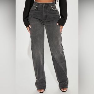 Women’s Black-washed Embellished Straight-leg Jeans Sz 13 (Brand new)